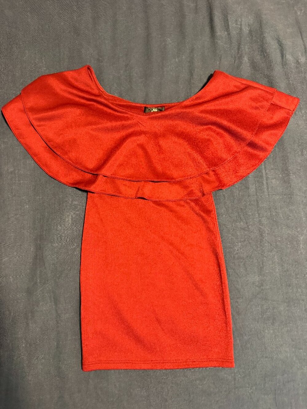 Alpha & Omega Deep Red Off Shoulder Ruffle Flounce Stretch Top Size S